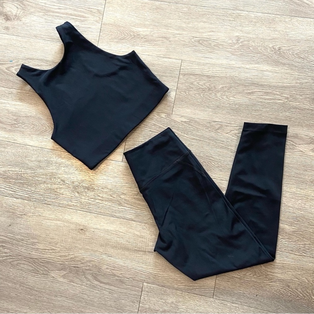 Girlfriend Collective Black Leggings and Top Set Size Small